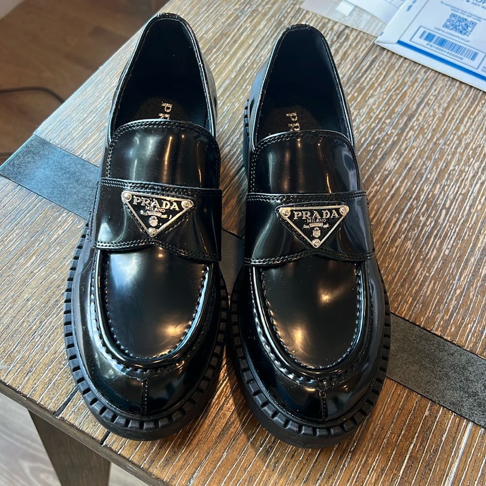 Prada Brushed Leather Loafers
